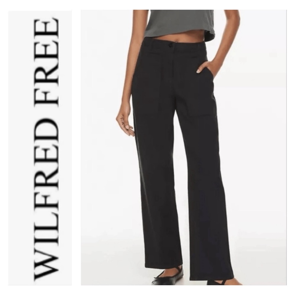 Aritzia Wilfred Free 12 Black High Rise Modern Utility Wide Straight Leg Pants